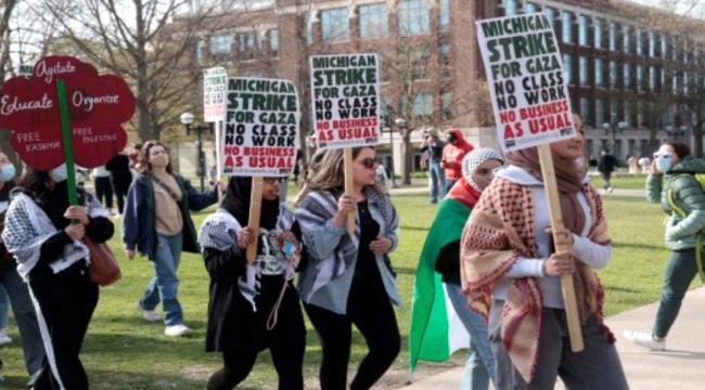 احتجاجات مؤيدة للفلسطينيين تعطل لفترة وجيزة حفل تخرج بجامعة ميشيغان الأميركية