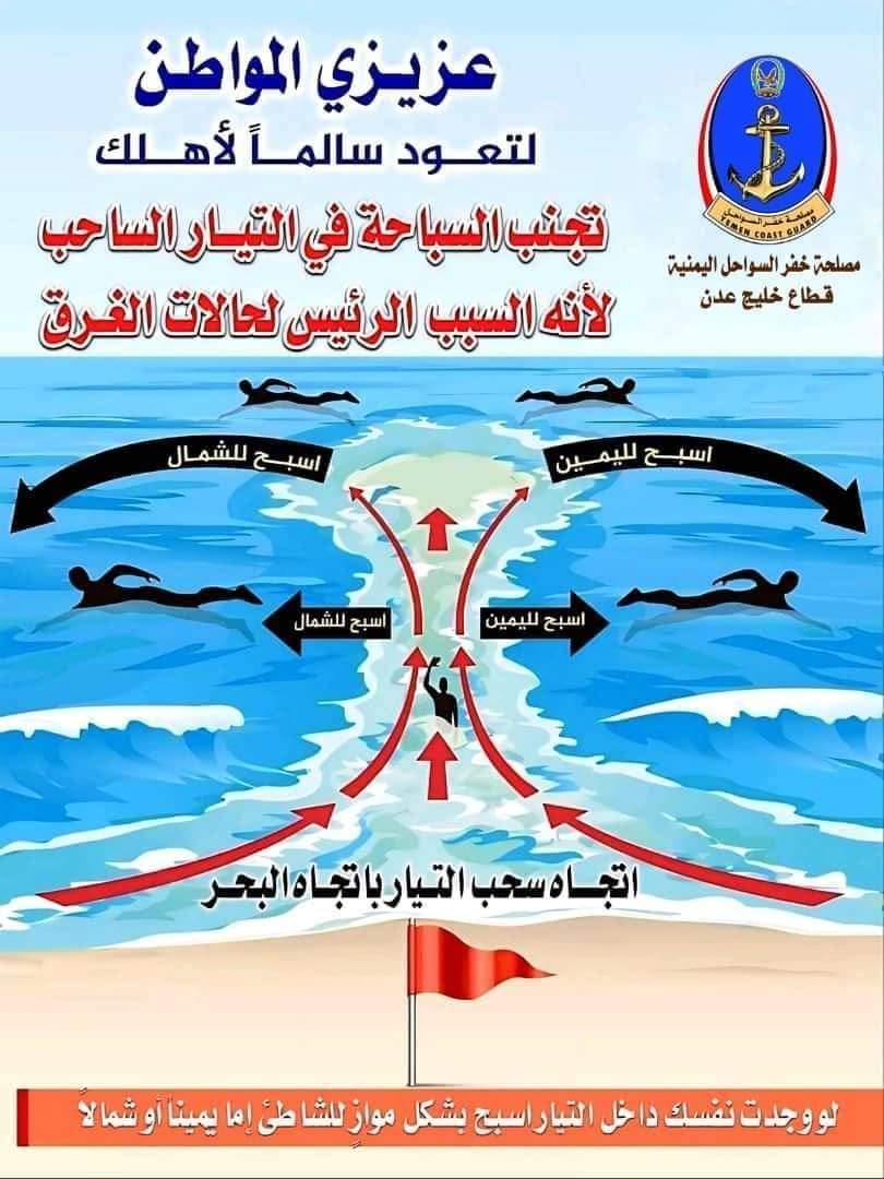 تحذير من السباحة في شواطئ عدن والمحافظات المجاورة